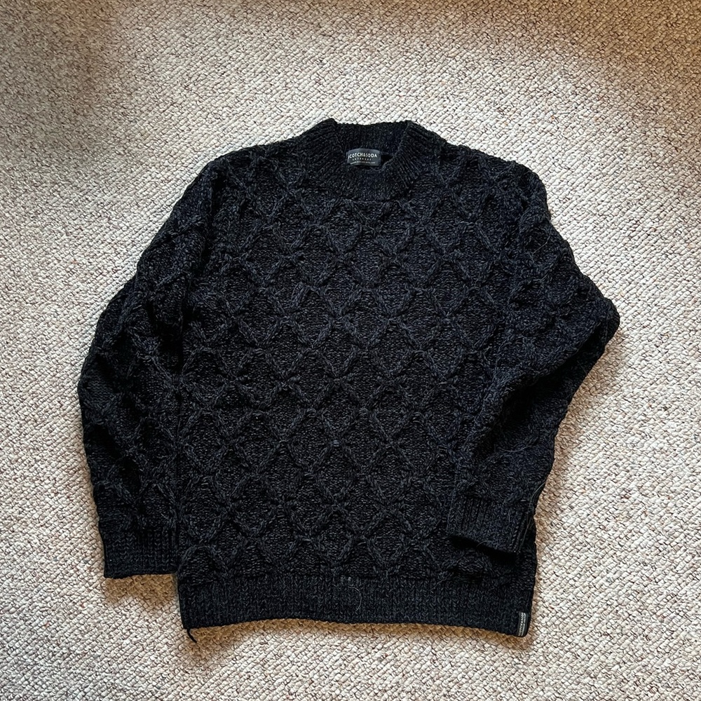 Scotch & Soda Black Men’s Fishermen Cableknit Sweater | Medium